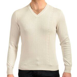 Malo Men's Light Gray V-Neck Pullover Sweater US S IT 48